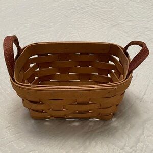 Longaberger Handmade Rectangular Basket with Two Leather Handles